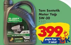 TAM SENTETİK MOTOR YAĞI 5W-30 3,2 L